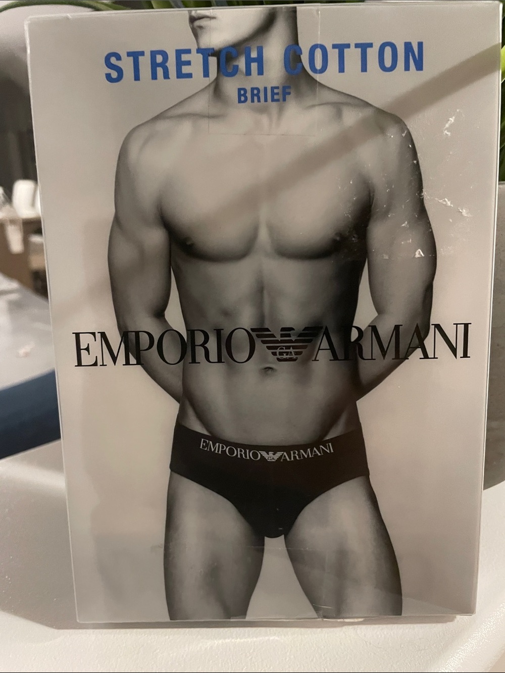 Emporio Armani Black Stretch Cotton Briefs with Logo Waistband